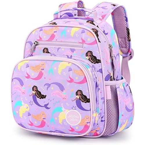 mibasies Toddler Backpack for Girls 2-4: Preschool Kindergarten Backpack - Cute Kids Backpacks for Girls - Mermaid Purple