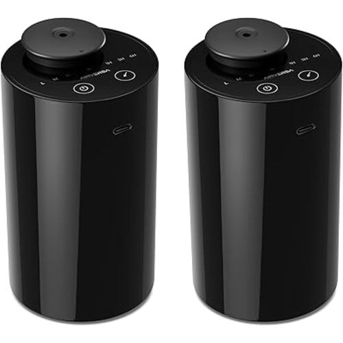 Waterless Diffuser for Essential Oil, Battery Operated Nebulizer, 0.7 Fl.Oz./ 20mL Capacity, Mini Scent Air Machine, 3 Countdown Timers & 3 Mist Levels for Home, Room, Car, Office - AN6 Black 2 Pack