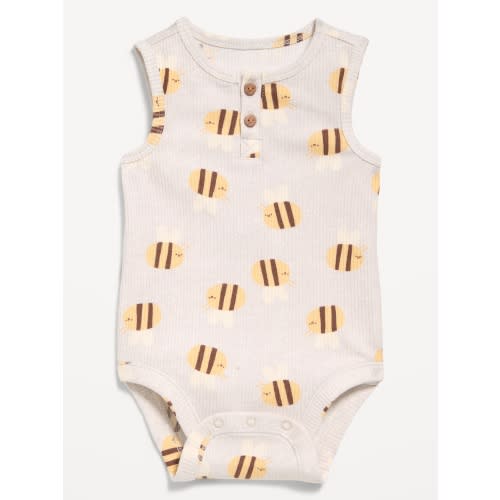 Sleeveless Ribbed Henley Bodysuit for Baby