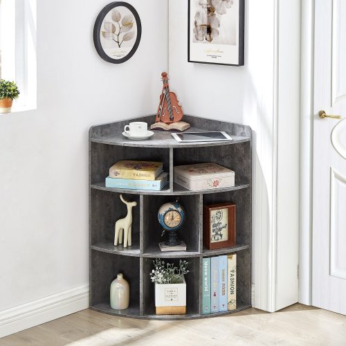 Javlergo 4-Tier Corner Bookcase, 8 Cube Triangle Bookcase Bookshelf Storage Cabinet for Home Office Bedroom Living Room