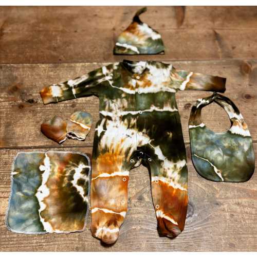 Hand-Dyed Baby Onesie Set (0-3 Months) | Unisex Earthy Colors
