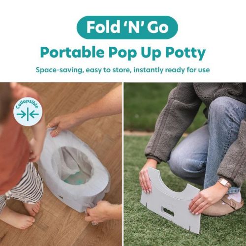 Potette® Fold 'N' Go Potty 2-Pack – Portable Folding Potty with Disposable Liner, Compact Potty Training Seat for Home, Car & Travel