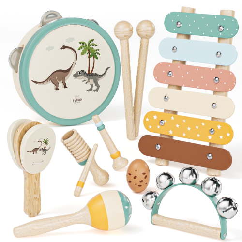 Montessori Toys for 1 Year Old, Musical Instruments for Kids, Dinosaur Baby Music Toys Xylophone for 12-18 Mouth, Education Gifts for Toddlers 1 2 3 Year Old Preschool Girls Boys with Storage Bag