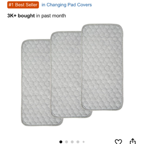 BlueSnail Quilted Thicker Waterproof Changing Pad Liners 3 Count(Gray 13” x 27”)