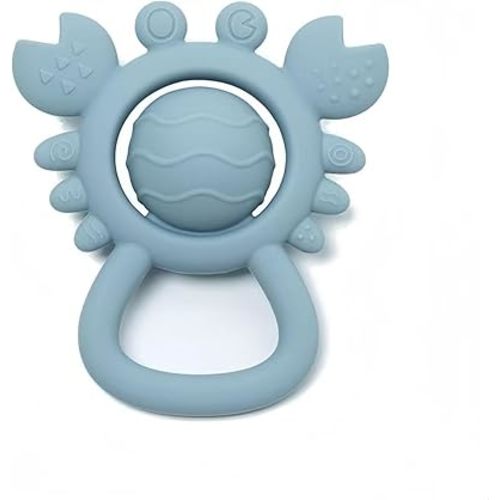 Baby Teething Toys Baby Rattle Toys Food Grade Silicone Rattles and Teethers for Newborn Soft Infants Toddlers Crab Shake Rattle Chew Toy BPA Free Babies Boy and Girl Gift