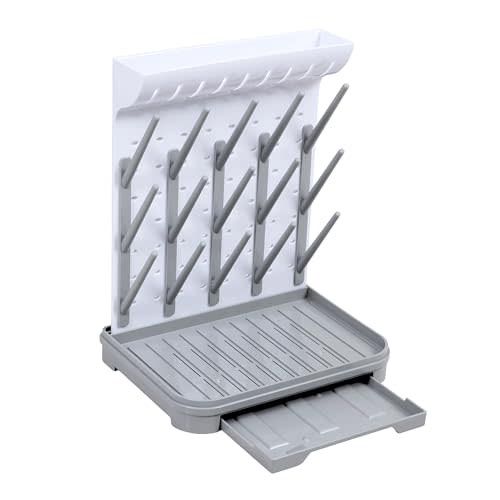 Velakade Baby Bottle Drying Rack – Large Vertical Bottle Dryer for 15 Bottles, Space-Saving Countertop Rack for Baby Bottles & Accessories, Compact Holder for Newborn Essentials