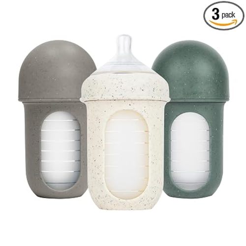 Boon Nursh Silicone Baby Bottles - Speckle Green - 8 Oz - 3 Count