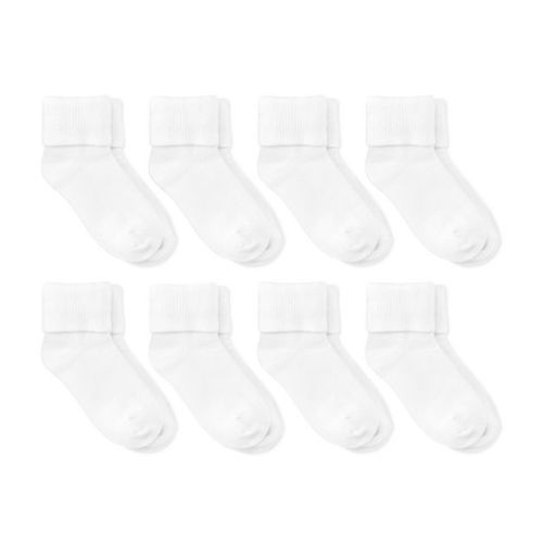 Toddler 8pk Turn Cuff Socks - Dealworthy™ White