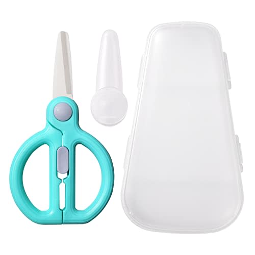 Artenny Baby Food Scissors Kids with Case Travel, Ceramic Kitchen Scissors for Food with Safety Lock, Baby Food Cutter (D)