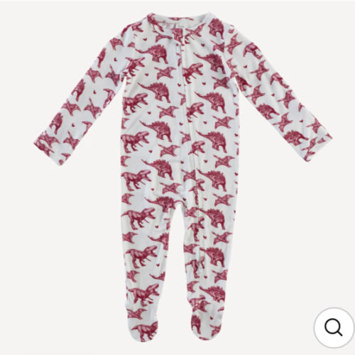 long sleeve two way zipper footie | dino & hearts | lenzing modal