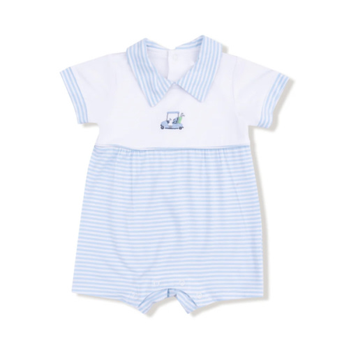 BABY GOLF CARTS BLUE COLLARED ROMPER