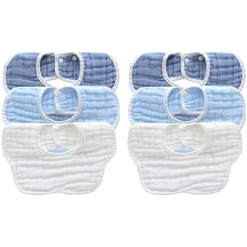 MUKIN Baby Drooling Towel, Snap Bibs, Muslin Bibs, 6 Pack, Adjustable, Soft Cotton