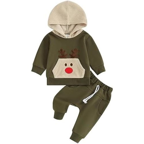 Hnyenmcko Baby Boy Christmas Outfit Long Sleeve Letter Print Crewneck Sweatshirt + Pants Winter Toddler Christmas Clothes