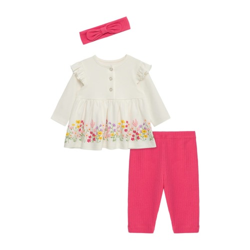 Floral Border Print Top, Leggings & Headband Set, 3M