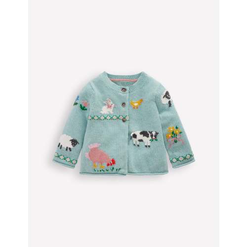 Fun Logo Cardigan-Georgian Blue Farm Yard