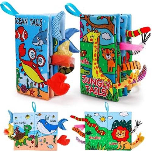 2PCS Baby Books Toys 0-6 Months Infant Tummy Time Sensory Travel Toys