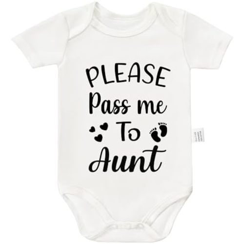 Please Pass Me to Aunt Bodysuit, Infant Newborn Cotton Auntie Romper Short Sleeve Jumpsuit Outfits 0-24 Months