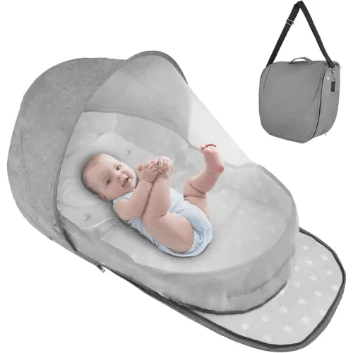 Portable Bassinet for Baby,Baby Bassinets Bedside Sleeper for Travel & Home,Foldable Bedside Crib with Breathable Mesh,Lightweight with Carry Bag & Storage Pocket,Safe Cosleeping Design for Infant