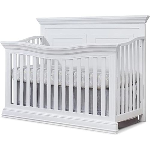 Sorelle Furniture Paxton Crib, Classic 4-In-1 Convertible Crib, Made of Wood, Non-Toxic Finish, Wooden Baby Bed, Toddler Bed, Child’s Daybed and Full-Size Bed, Nursery Furniture - White