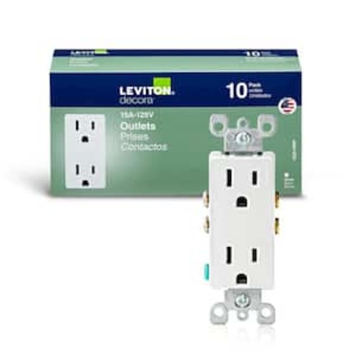 Decora 15 Amp 125 V Duplex Outlet/Receptacle, White (10-Pack) 5325-WMP