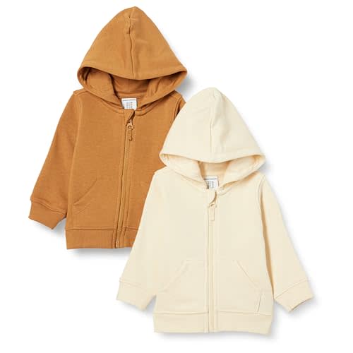 Amazon Essentials Unisex Toddlers and Babies' French Terry Zip-Up Hoodie, Multipacks