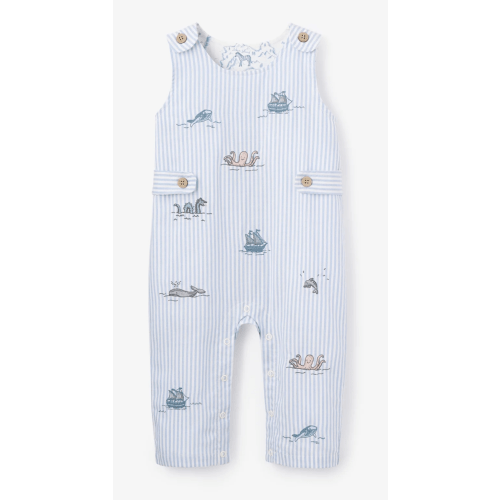 Embroidered Oxford Stripe Jumpsuit