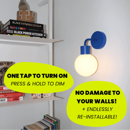 Blue Poplight: Cord free, Rechargeable Wall Lighting