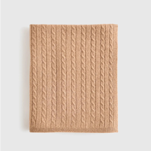 Luxe Cable Knit Cashmere Baby Blanket in Teak