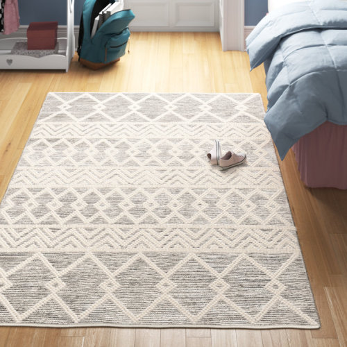 Latrissa Moroccan Flatweave Wool Charcoal/Cream Area Rug