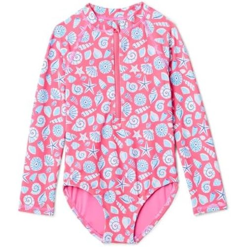 Amazon Essentials Baby Girls' Rash Guard one-Piece Swimsuit