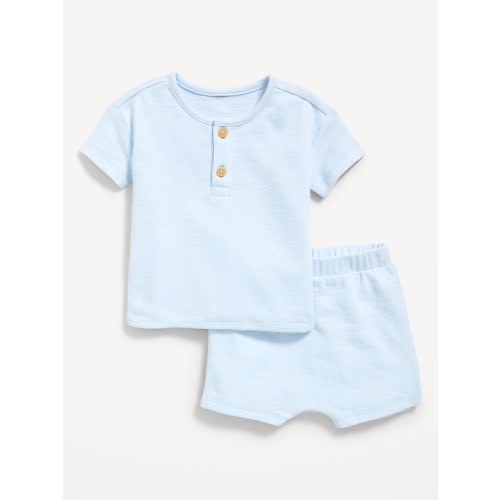 Jacquard-Knit Henley Shirt and Shorts Set for Baby