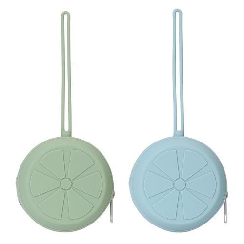 Eoopoon Silicone Pacifier Holder Case, Silicone Pacifiers Storage Case for Newborn, BPA-Free Portable Travel Pacifier Pouch for Boys & Girls(Sage, Ether)