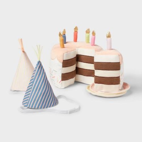Kids' Birthday Cake Interactive Play Set - Pillowfort™: Novelty Plush Throw Pillow, Multicolored, Indoor Use