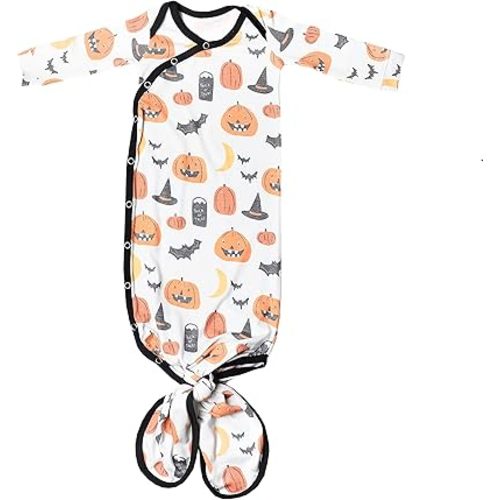 Copper Pearl Baby Gown - Knotted Newborn Sleepers for Baby Boy and Girl, Soft Stretchy Long Sleeve Infant Gowns with Bottom Tie and Hand Mittens, Perfect Hospital Coming Home Outfit (Trick)
