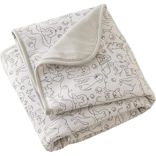 Butterblu Quinn Reversible Light Weight Quilted Blanket 30” X 40” for Newborn Girls, Boys, Unisex​, Puppy Party, One Size