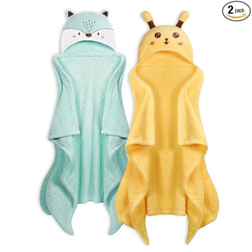 Toddler Bath Towel Hooded Kids Towel Bath Baby Towels with Hood for Boy Girl 0-5 Years, 2-Pack Soft Absorbent Baby Bath Towel Toddler Towels with Hood, Thick 50''x32'' Kids Hooded Towel for Toddlers