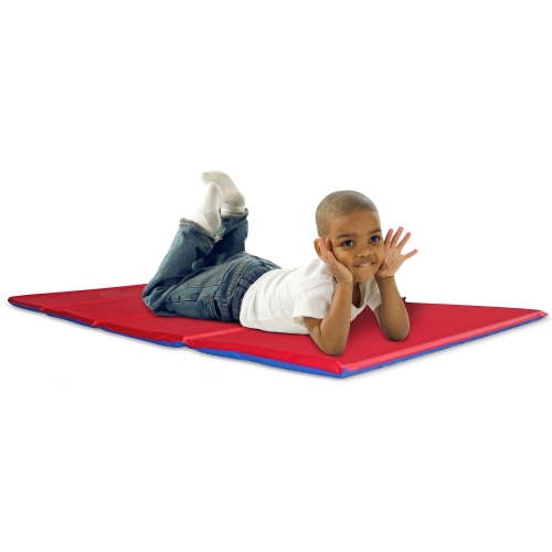 "KinderMat Original Rest Mat, 1""H x 19""W x 45""D, Blue/Red/Gray, Pre-K - Grade 1"