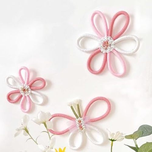 Namhcir 3Pcs Pink Boho Wall Decor, Daisy Flower Butterfly Wall Hanging Pendant Wall Art Sign for Nursery Bedroom Home Dorm Gifts Decor