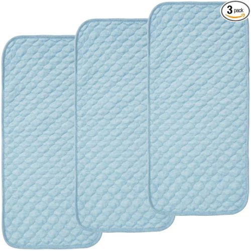BlueSnail Quilted Thicker Waterproof Changing Pad Liners, 3 Count (Blue 13” x 27”)