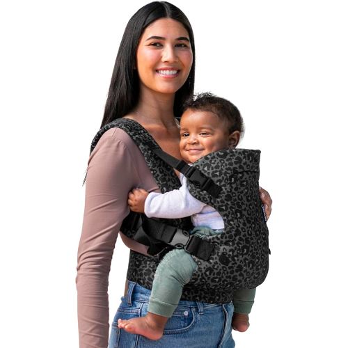 Infantino Flip Advanced 4-in-1 Carrier - Ergonomic, Convertible, face-in and face-Out Front and Back Carry for Newborns and Older Babies 8-32 lbs, Black & Gray Leopard