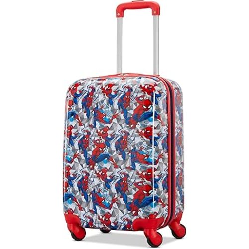 American Tourister Spiderman Iconic Carry-On Luggage - Airline Approved, Durable Hardshell - Roll Confidentially with Spinner Wheels & Colorful Adjustable Handle