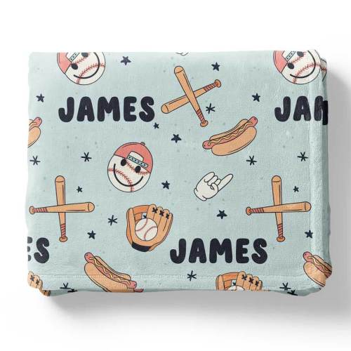 Home Run Personalized Kids Blanket