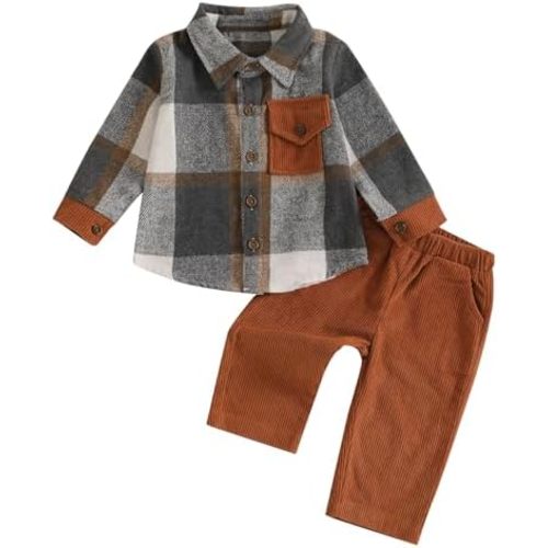 Toddler Boys Baby Boy Plaid Flannel Festival Clothes Set Fall Outfits