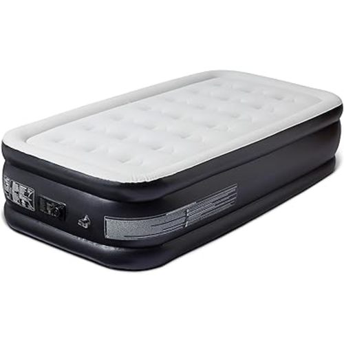 Amazon Basics Inflatable Air Mattress, Twin Size, 18 inch Height, with Built-in Electric Pump