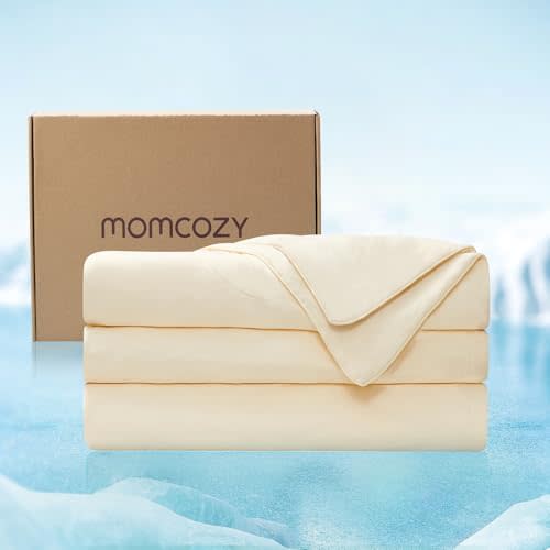 Momcozy Life CoolMurm Cooling Comforter for Hot Sleepers, Twin/Twin XL 68" x90” Soft Breathable Pregnancy Cooling Blanket, 3-Second Cooling, 8 Hours+ Stay Cool All Night, Beige Yellow