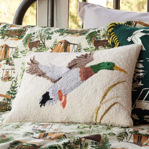 Makers Collection Camp Wandawega Mallard Multi- Color Hooked Bed Pillow