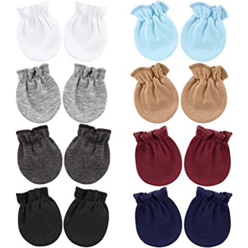 BQUBO Newborn Infant Toddler Mittens No Scratch Cotton Elastic Wrist Gloves Hypoallergenic for 0-6 Months Baby Boys Girls