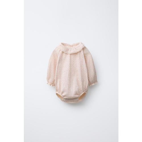 LACE FLORAL PRINT BODYSUIT - Light ecru | ZARA United States