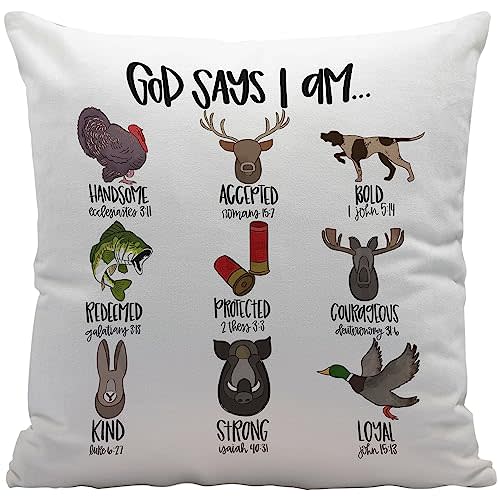 Ayxvt Christian Bible Scripture God Says I am Hunting Throw Pillow Cover Decor for Home Boys Room Living Room Decor,Gifts for Kids Girls Boys,Hunters Hunting Lover Gifts,Christian Gifts,18x18 Inches