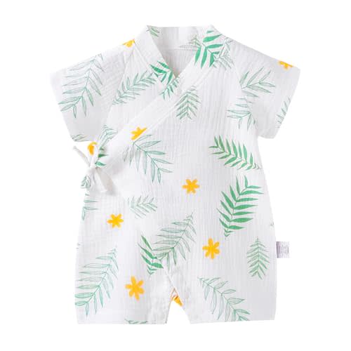 Newborn Muslin Robe Baby Kimono Onesie Infant Cotton Romper 0-24 Months